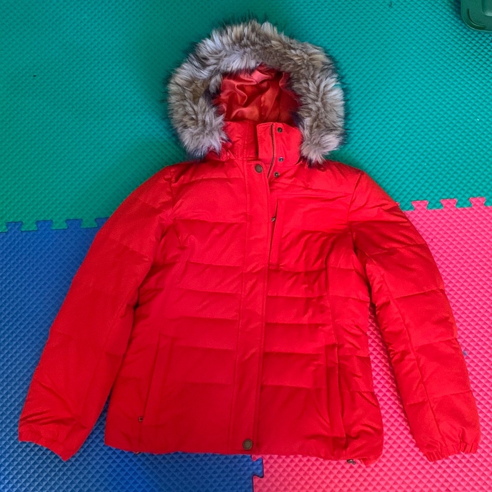 NWT Lands’ End down faux fur hoodie jacket Size S